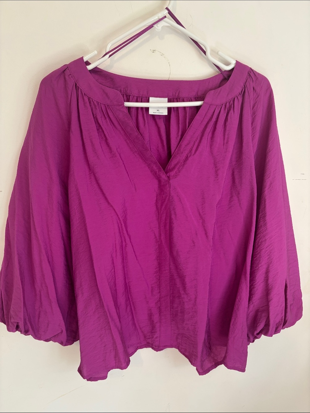 Sonoma Magenta V-Neck Peasant Blouse